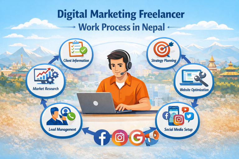 Digital Marketing Freelancer Work Process step by step guide in Nepal.