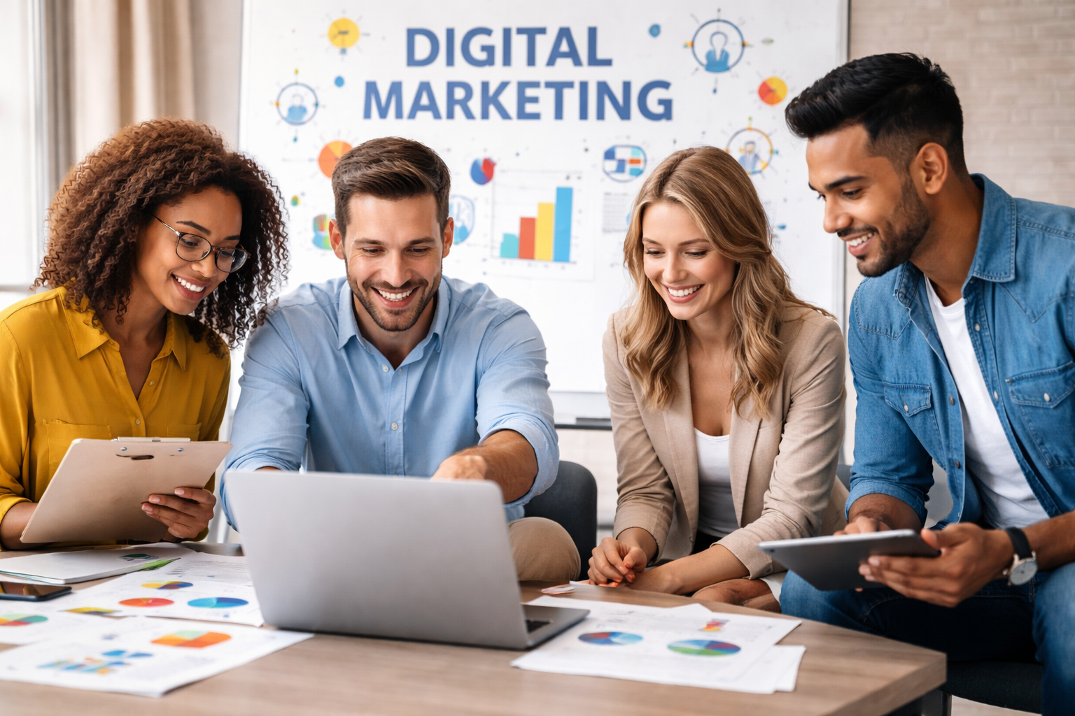 Hire digital marketing service professional on laptop