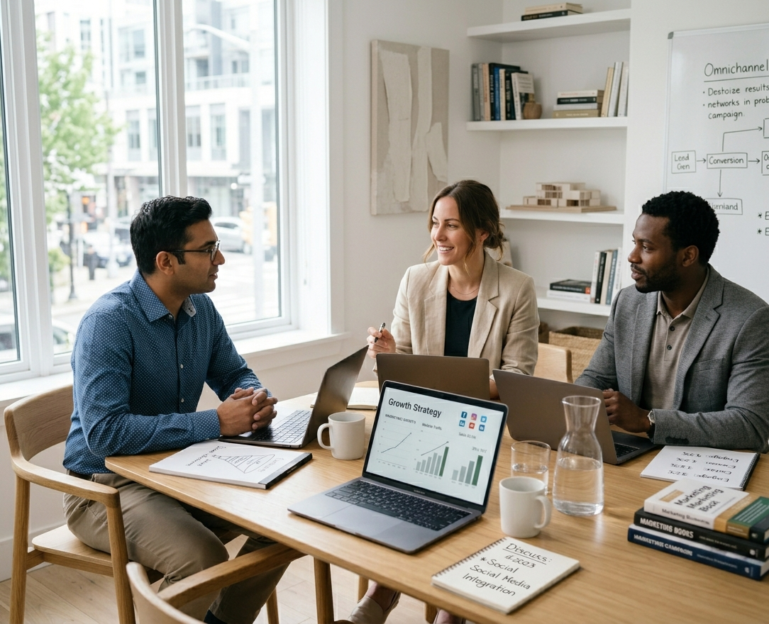 modern marketing blueprint team discussion